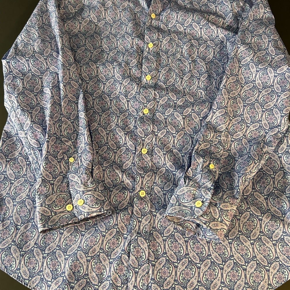 Crown & Ivy Blue Paisley‎ Button Down Shirt Men’s XL classic fit